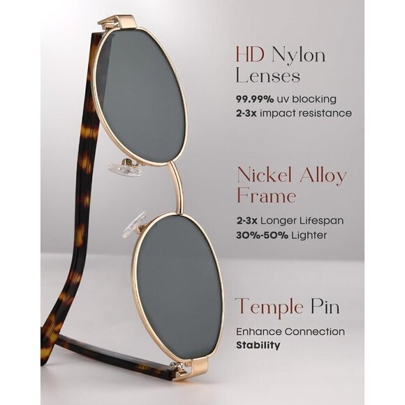 ? Sunglasses Women Grey Retro Oval Protection Trendy Sunnies Shade Eyewear main image 5